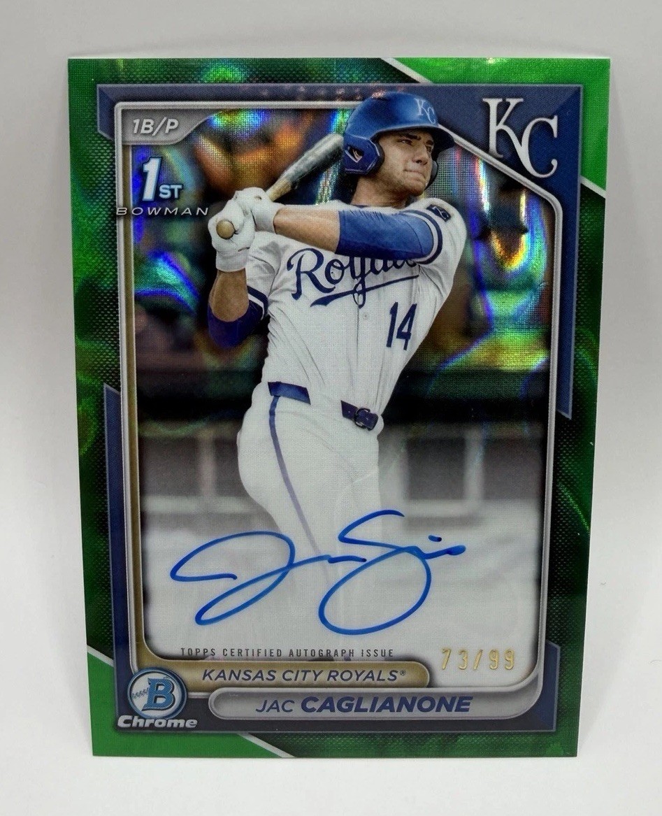 2024 Bowman Chrome JAC CAGLIANONE 1st Bowman GREEN LAVA REFRACTOR AUTO /99 SSP