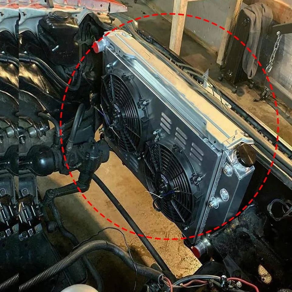 28" 161 3Row Radiator+Shroud+Fan For Chevy Chevelle 68-73/El Camino 68-77/C10/20 Foto 4 de 4