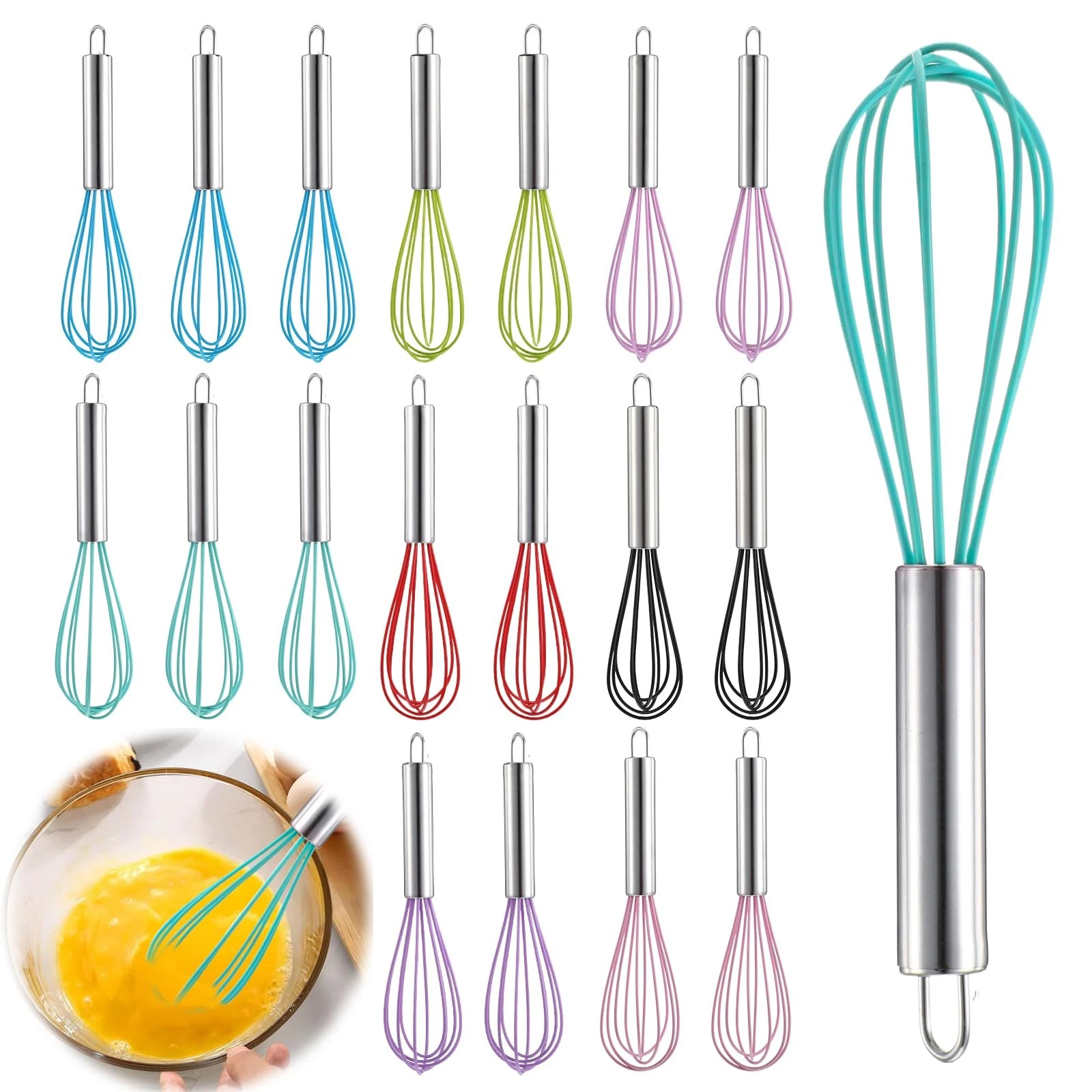 18 Pcs 8 Inch Whisks Bulk for Cooking, Silicone Whisks Non Scratch Stainless ...
Opens in a new wind