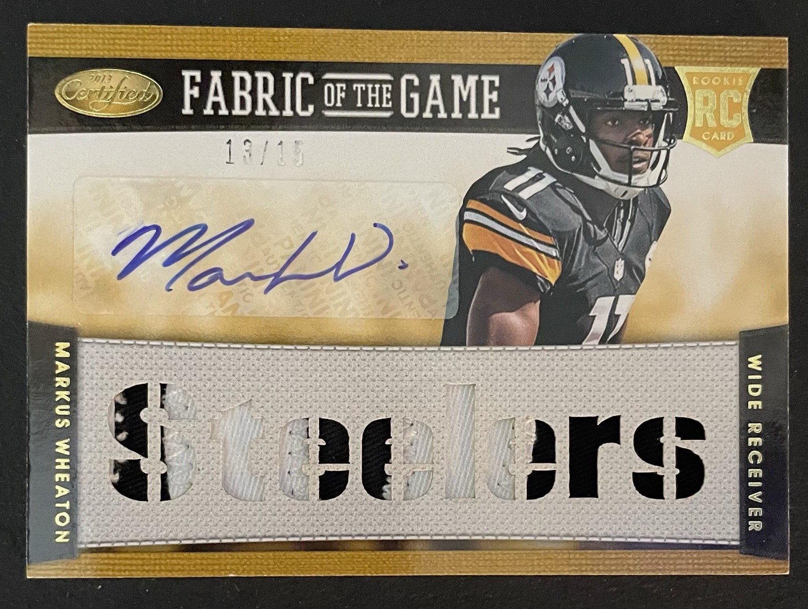 Markus Wheaton Panini Certified Rookie Fabric of the Game Team Die Cut #23 Prime Autograph