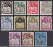 Ascension 1924 King George V Badge Set to 2sh Mint SG10-19 cat £250