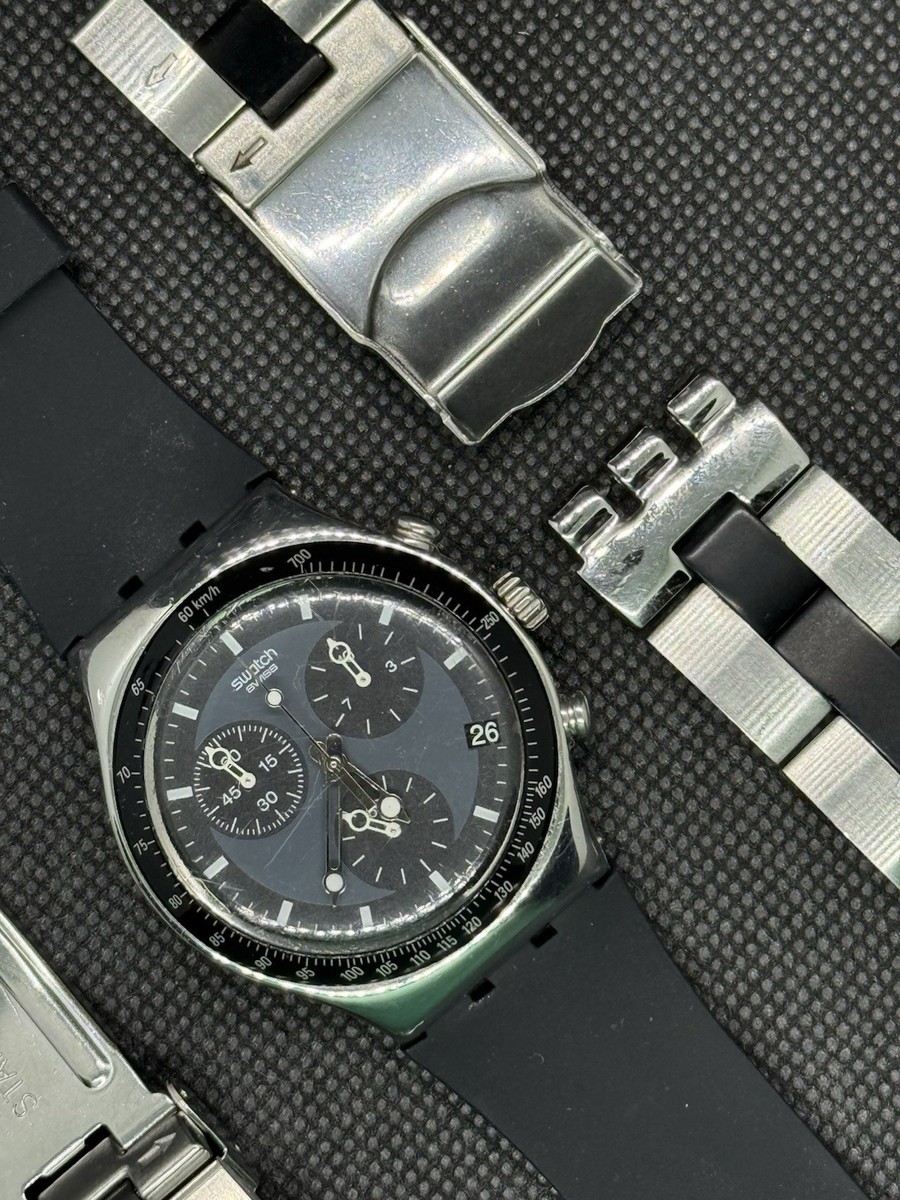 🔥2001 Vintage Working Swatch Windfall Flip Chronograph New