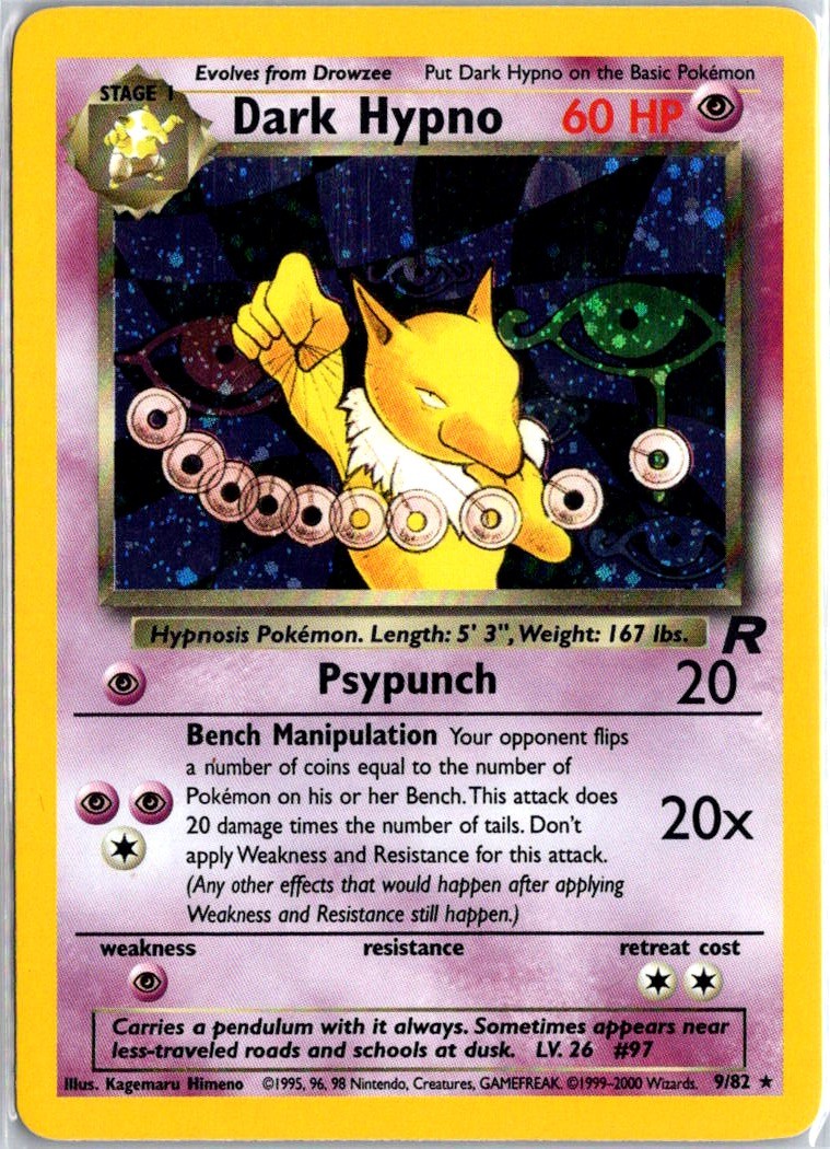 Dark Hypno (9) Unlimited Holo Rare Team Rocket 09/82 NM