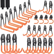 28 Pack Heavy Duty Garage Hooks with Extension Straps, Double Hook Design wit...