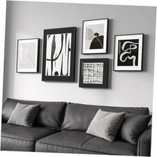 Framed Black and White Abstract Wall Art for Living Room, 5 Piece Minimalist