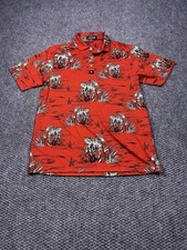 Bad Birdie Polo Shirt Mens Small Red Tiger Print Golf Performance Short Sleeve