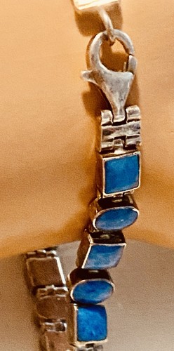 Stunning Sterling Silver .925 Bracelet Lapis Lazuli Stones-7.25” - Picture 3 of 10