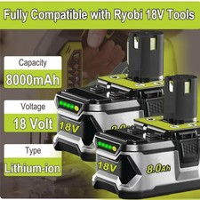 2PACK 8.0Ah For RYOBI P108 18V One Plus High Capacity Battery Lithium-Ion