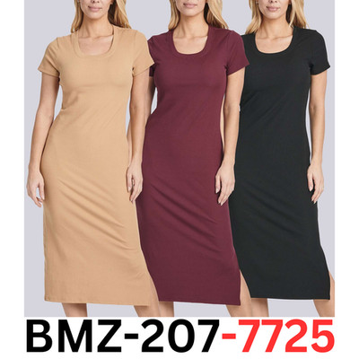 Real Essentials 3 Pack: Women's Ribbed Knit Sleeveless Crew Neck Tank Dress, L