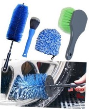 Car Wheel Cleaning Kit: Wheel and Rim Flagged Tip Brush, Bendable Barrel