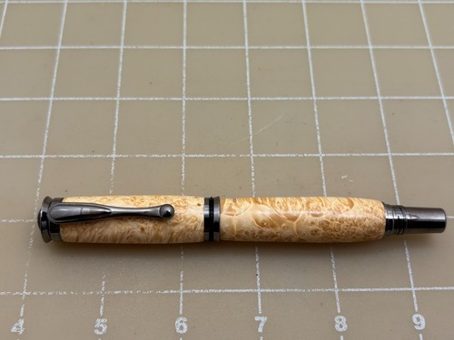 Judd's Excellent Hand Made Wood & Silver Metal Birch Color Rollerball Pen