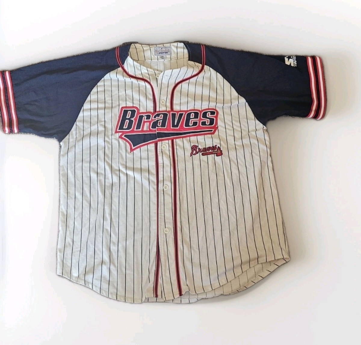 Vintage Atlanta Braves Starter Pinstripe Jersey - Size XL | eBay