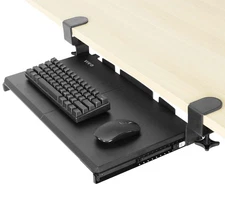 VIVO Black Small Clamp-on Computer Keyboard and Mouse Under Desk Slider Tray