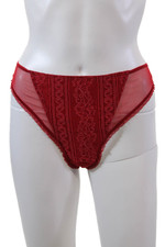 Lise Charmel Womens Lace Mesh Lace Up Detail Thong Panties Red Size 12