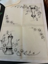 Vintage Tri-Chem Unpainted 2 PEPPERMILL PLACEMATS Liquid Embroidery #8432