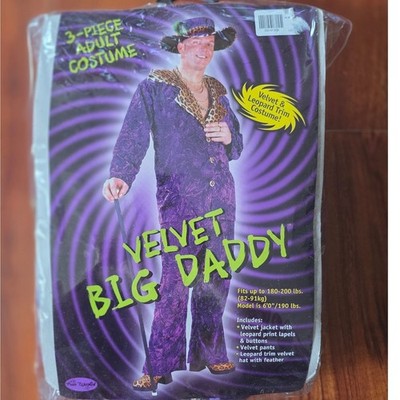 Fun World Velvet Big Daddy Pimp Costume Purple Leopard Print Mens One Size