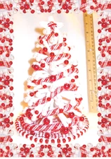 DOLLHOUSE MINIATURE CHRISTMAS TREE 8"LIGHTED WHITE/RED"CANDY~CANE" 1:12 OOAK NEW