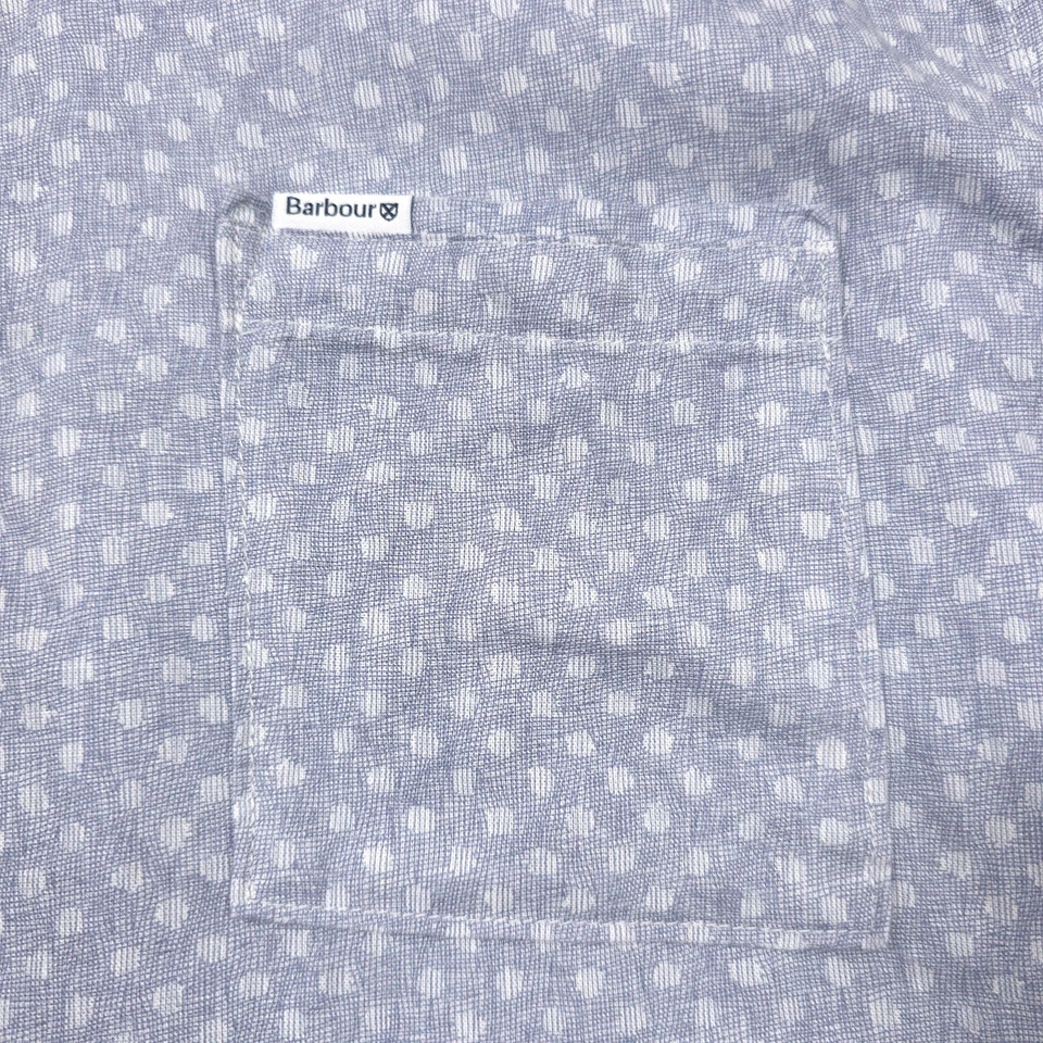Barbour Blue Spot Short Sleeve Linen Blend Summer Shirt Mens Size Small - Image 3 of 4