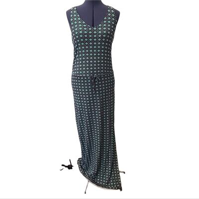 Banana Republic Factory teal and black tie waist keyhole back maxi dress  small | eBay