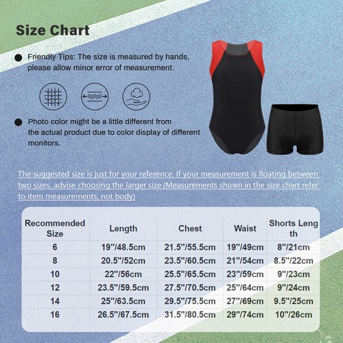 Kid Girls Boys Athletic Tank Top with Shorts Gymnastics Leotards Workout Outfits - Picture 24 of 44