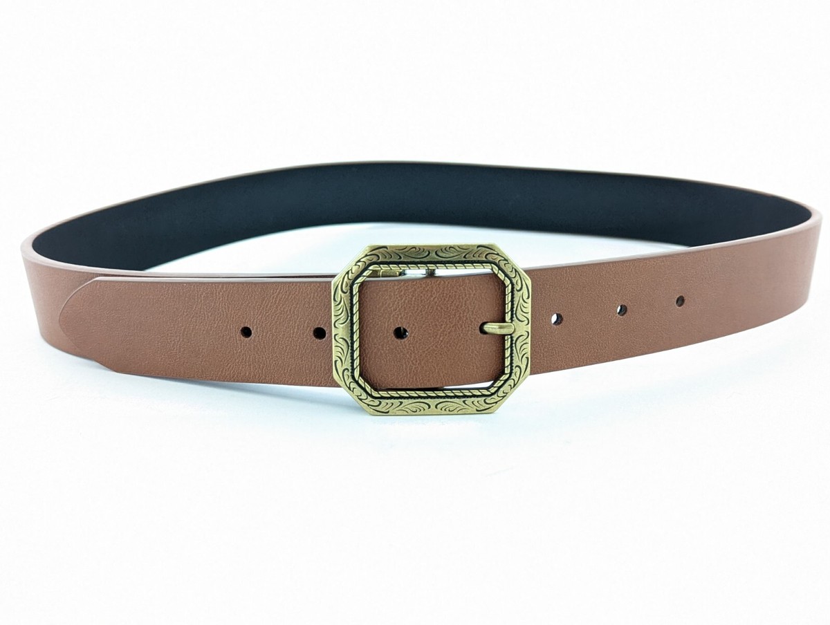 Jessica Simpson Gold Leather Woven Belt Size Large JESSICA SIMPSON Designer BROWN LEATHER Western Theme Gold  main image 3