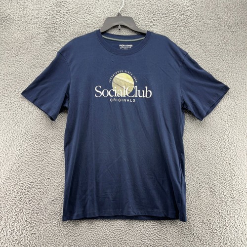 Jack & Jones T Shirts Mens Large Blue Short Sleeve Top Round Neck New