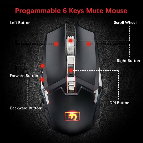 Set mouse tastiera da gioco ricaricabile sensazione meccanica LED arcobaleno - Foto 12 di 15