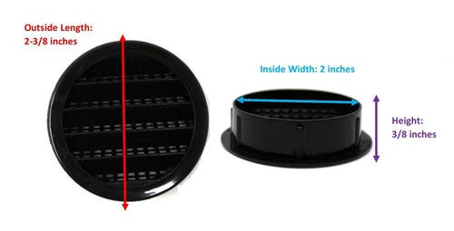 2" Round Plastic Louver Soffit Air Vent Reptile Screen Grille Cover - Picture 3 of 9
