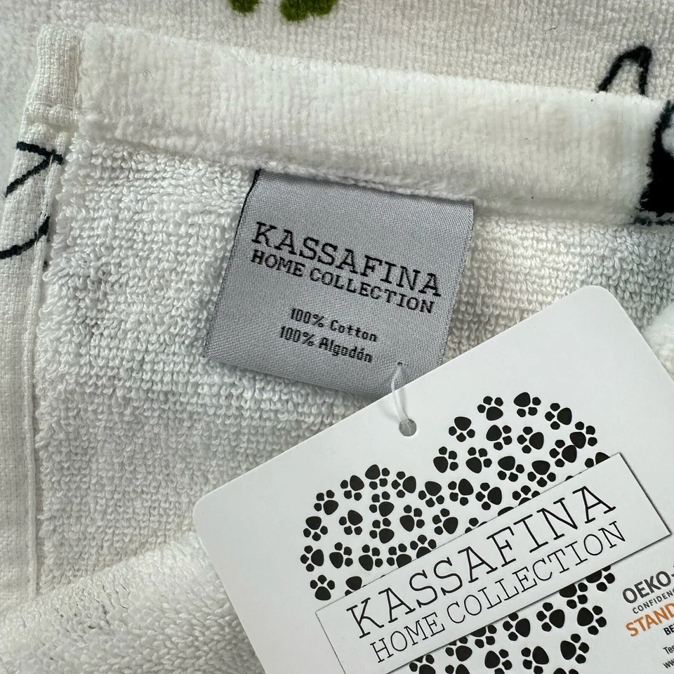 Juego de 4 toallas de baño con estampado de perro Kassafina ropa de cama textil de algodón para el hogar Foto 3 de 4