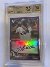 2018 Bowman Chrome DJ PETERS #CPADP 1st Auto Purple Refractor #/250 BGS 9.5/10