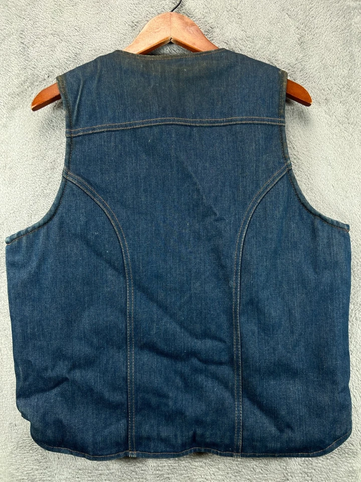 Chaleco de mezclilla forrado Sherpa automático vintage años 70 MAVERICK conjunto Sanfor grande para hombre Foto 2 de 4