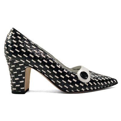 MANOLO BLAHNIK 38 メイセール　Black & White MANOLO | Men's Black and White Calf Leather Lace Up Shoes