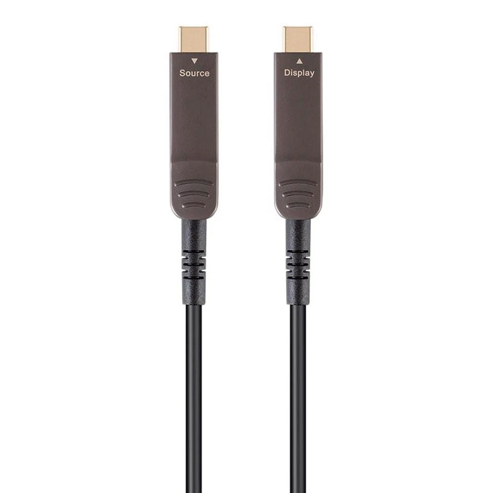 50FT AOC USB-C 3.1 Type C Active Fiber Optic Video Cable Slim 4K 60Hz HDR Gold — 第 2/4 张图片