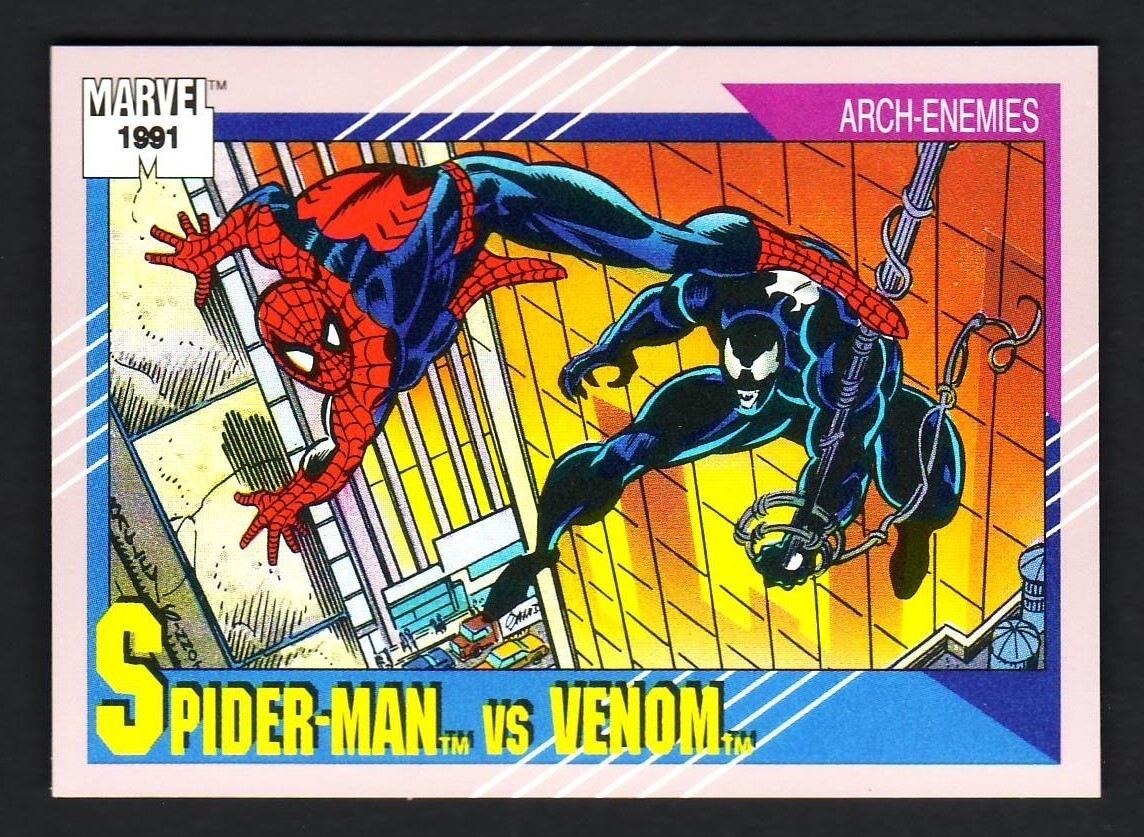 1991 MARVEL UNIVERSE BASE CARD 91 SPIDER-MAN VS. VENOM | eBay