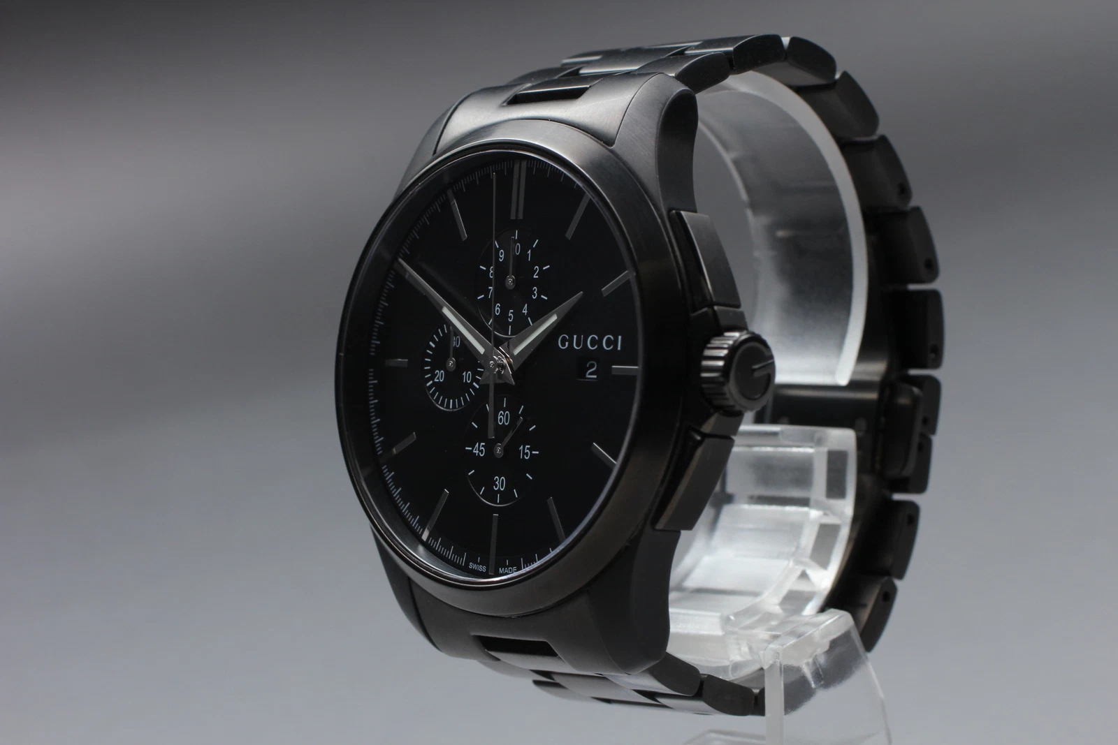 [Exc+5] Chronographe Gucci G Timeless Date Quortz cadran noir 126,2 du JAPON