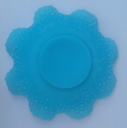 10" Fenton Satin Powder Blue French Frosted Ruffle Decorative Floral Dish Bowl - Picture 5 of 8