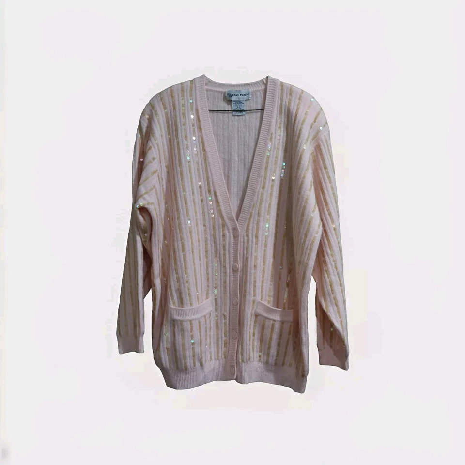 Кардиган Evan Picone свитер с блестками шерсть ангора и ягнята большой размер 56 X 30 - Изображение 2 из 4