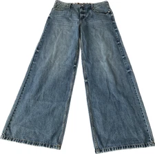 Ser O Ya Denim Jeans Womens Size 29X34 Blue River 203 Fiona Low Rise Wide Leg