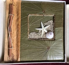 Handcrafted Natural Organic Butterfly Leaf Beach Starfish Photo Album NIB