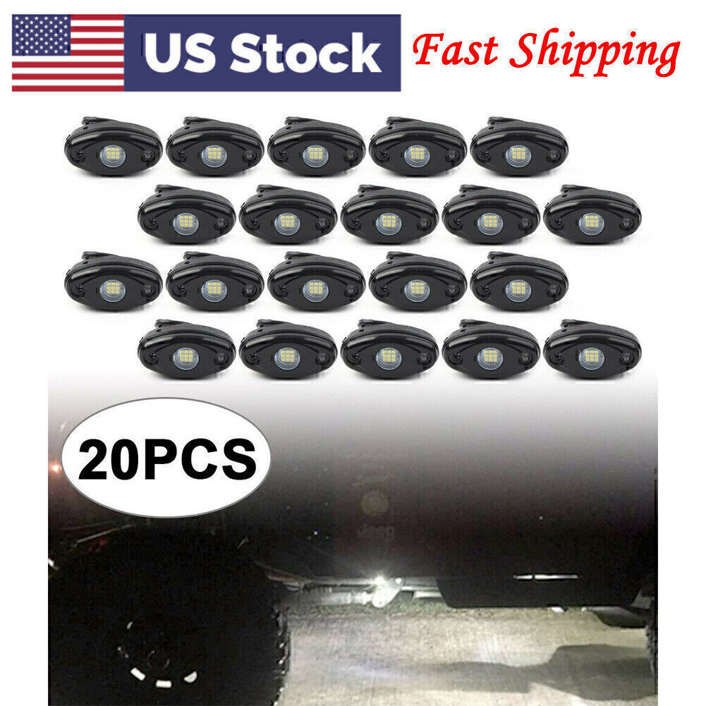 20 Pcs Car White LED Rock Light for JEEP Truck ATV SUV Trail Rig Bar Lamp