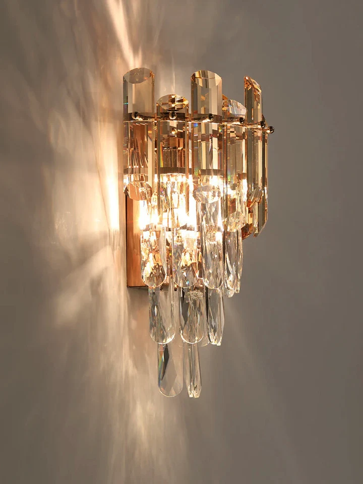 Lâmpada de parede de cristal estilo europeu de alta qualidade, luz LED de 3 cores - Imagem 3 de 4