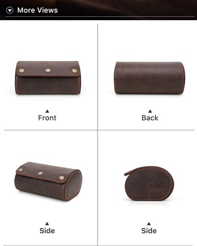 Retro Genuine Leather 2 Watches Storage Box Organizer Case + Removable Cushion - Picture 9 of 11