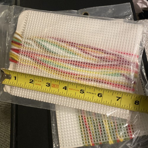 Lot 2 Vtg Caron Small Plastic Canvas stitch kits Strawberries Corn Radish Veg - Picture 5 of 6