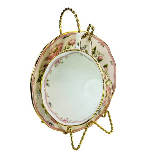 Royal Albert Country Bouquet Collezione Morning Dew Cup Piattino Fascia Oro Vintage - Foto 5 di 19