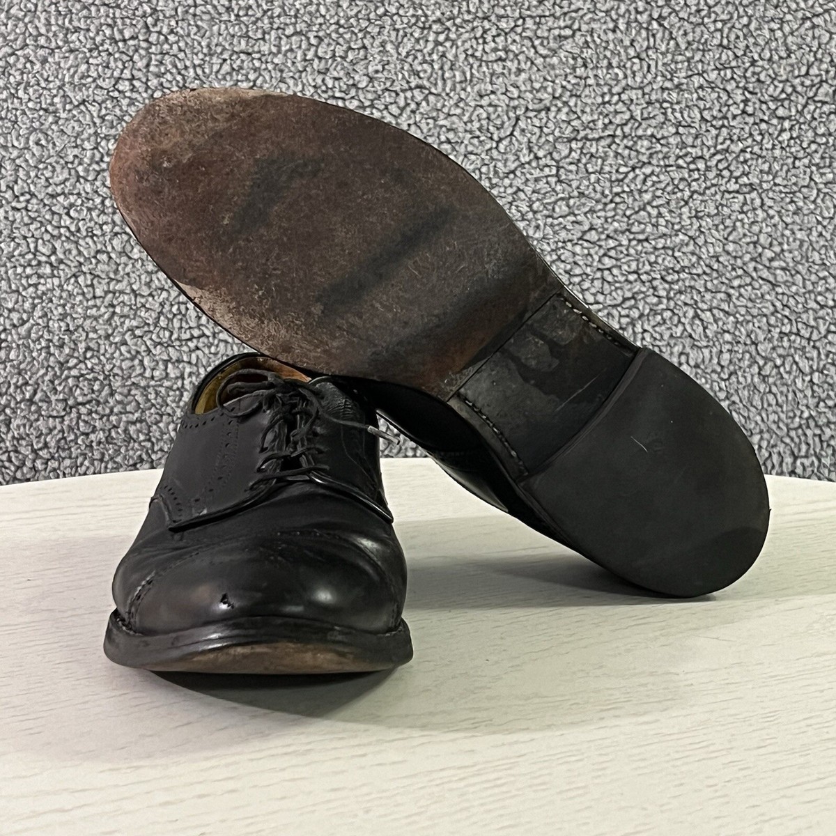 Allen Edmonds Mens Black Leather Cap Toe Brogue Derby Dress Shoes Sz 13 A Allen Edmonds Sanford Black Brogued Cap Toe Lace up Blucher  main image 4