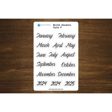 Month Header Planner Stickers | Month Names Sticker | Style F