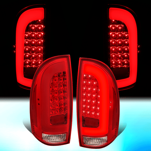 FOR 2005-2015 TOYOTA TACOMA PAIR 3D LED STRIP TAIL LIGHT REAR BRAKE LAMPS RED - Picture 1 of 10