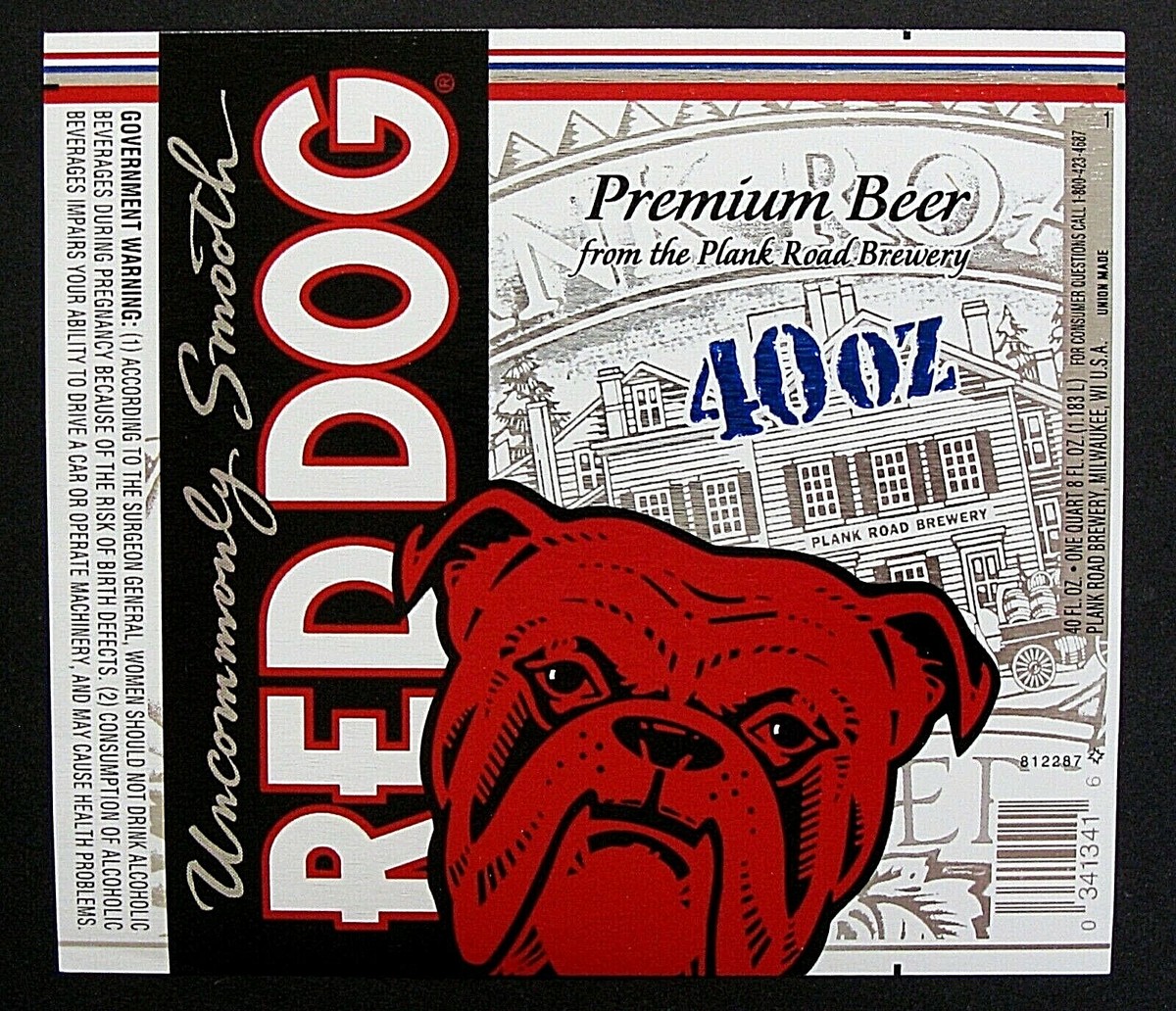 Plank Road Brewery RED DOG PREMIUM BEER label WI 40oz #812287 | eBay