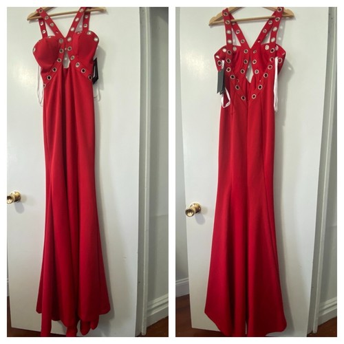 Terani Couture Red Prom Maxi Dress Size 