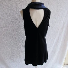 Luxurious Velour Top L Tie Neck Solid Lafayette 148 New York Solid Blue Luxury